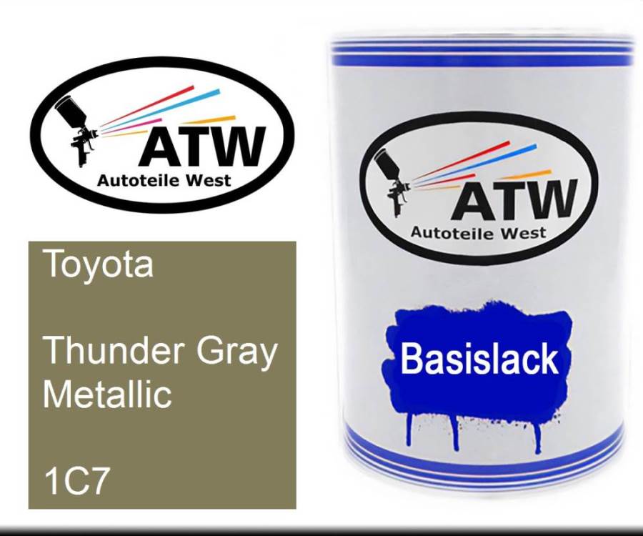 Toyota, Thunder Gray Metallic, 1C7: 500ml Lackdose, von ATW Autoteile West.